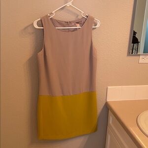 Forever 21 Taupe and Mustard Colorblock Sleeveless Shift Dress